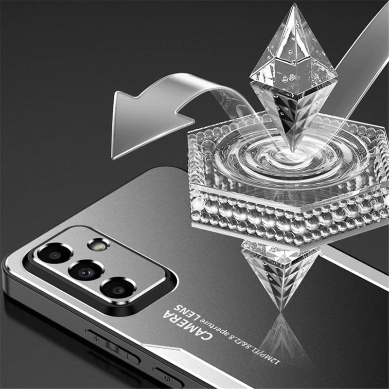 Pour Samsung Galaxy A35 5G Étui Antichoc Alliage d'Aluminium+TPU+PC Hybrid Cover - Argent