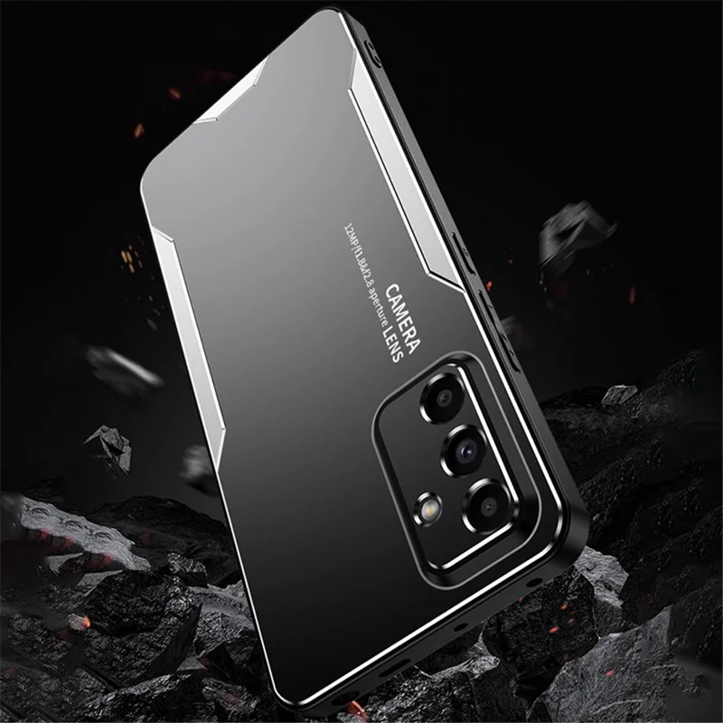 Pour Samsung Galaxy A35 5G Étui Antichoc Alliage d'Aluminium+TPU+PC Hybrid Cover - Argent