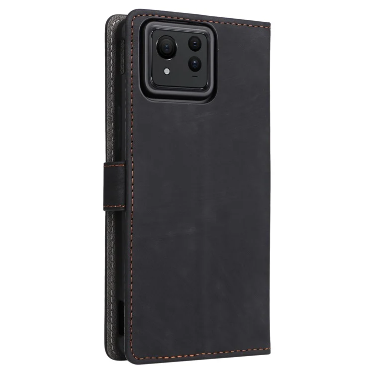 Pour Asus Zenfone 11 Ultra 5G Étui avec sangle Portefeuille Bloquage RFID Couverture en cuir - Noir