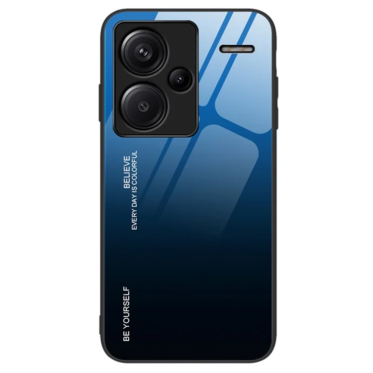 Pour Xiaomi Redmi Note 13 Pro+ 5G Coque Anti-rayures Verre trempé+PC+TPU Coque de protection - Bleu / Noir