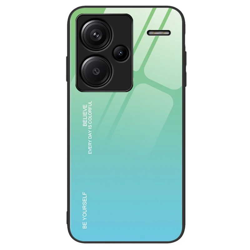 For Xiaomi Redmi Note 13 Pro+ 5G Case Anti-scratch Tempered Glass+PC+TPU Protective Shell - Cyan  /  Blue