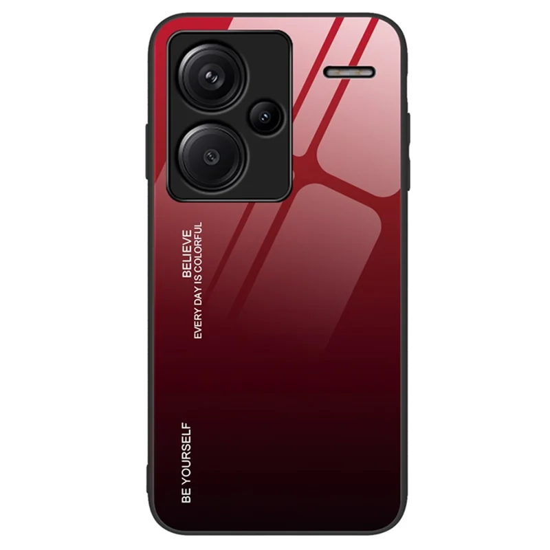 For Xiaomi Redmi Note 13 Pro+ 5G Case Anti-scratch Tempered Glass+PC+TPU Protective Shell - Red  /  Black