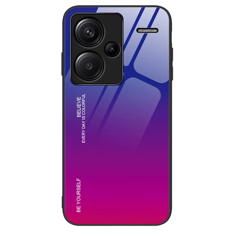 For Xiaomi Redmi Note 13 Pro+ 5G Case Anti-scratch Tempered Glass+PC+TPU Protective Shell - Blue  /  Rose