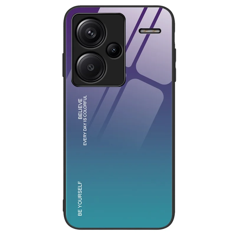 For Xiaomi Redmi Note 13 Pro+ 5G Case Anti-scratch Tempered Glass+PC+TPU Protective Shell - Purple  /  Blue