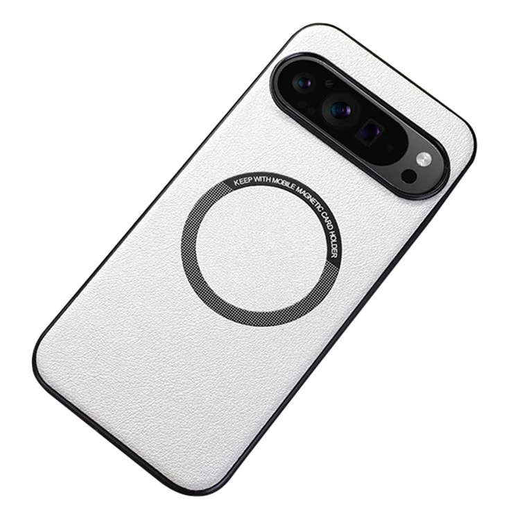 Для Google Pixel 9 / Pixel 9 Pro Чехол с PU кожей+TPU Задняя панель Совместимый с MagSafe Беспроводная зарядка - Белый