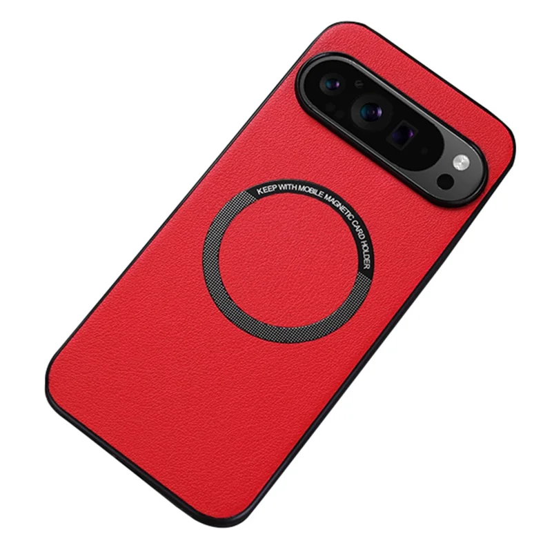 For Google Pixel 9 / Pixel 9 Pro Case PU Leather+TPU Back Cover Magnetic Case - Red