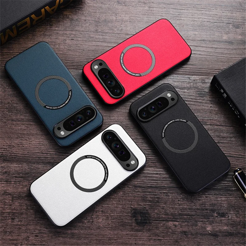 For Google Pixel 9 / Pixel 9 Pro Case PU Leather+TPU Back Cover Magnetic Case - Red