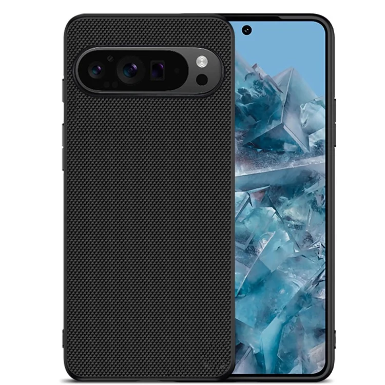 Para Google Pixel 9 Pro XL Case Nylon Coated TPU Dual Layer Armor Phone Cover - Black