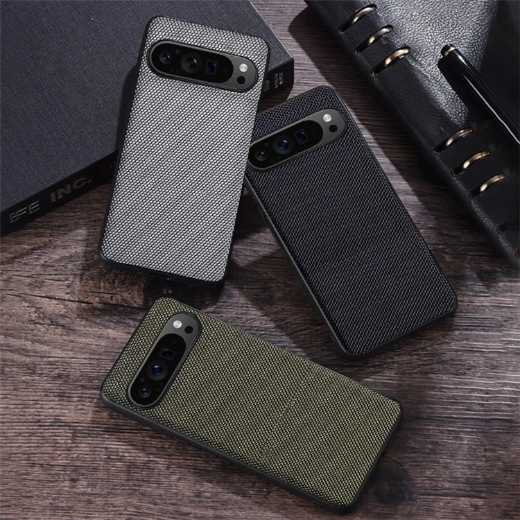 Para Google Pixel 9 Pro XL Case Nylon Coated TPU Dual Layer Armor Phone Cover - Black