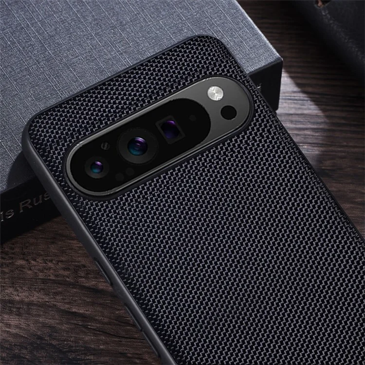 Para Google Pixel 9 Pro XL Case Nylon Coated TPU Dual Layer Armor Phone Cover - Black
