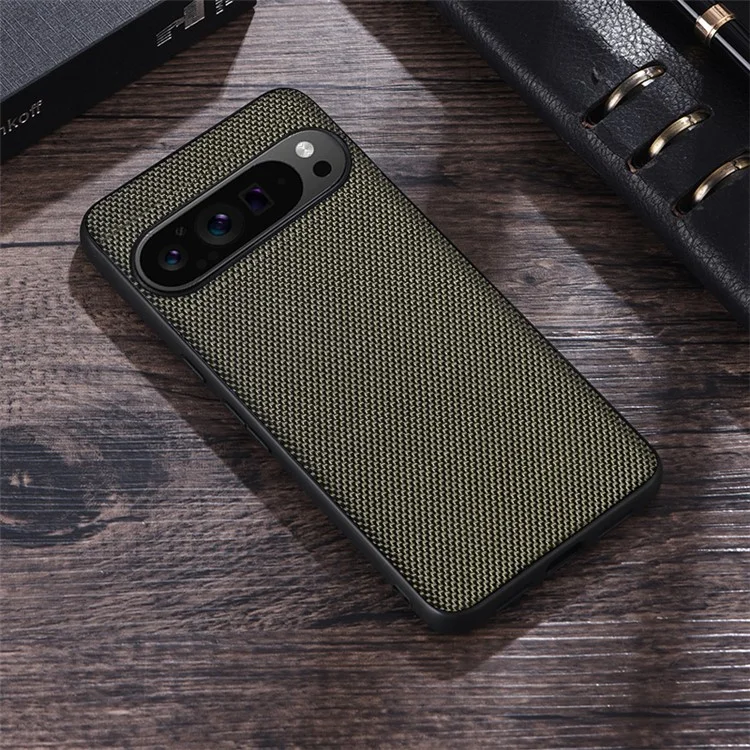 Para Google Pixel 9 Pro XL Case Nylon Coated TPU Dual Layer Armor Phone Cover - Black