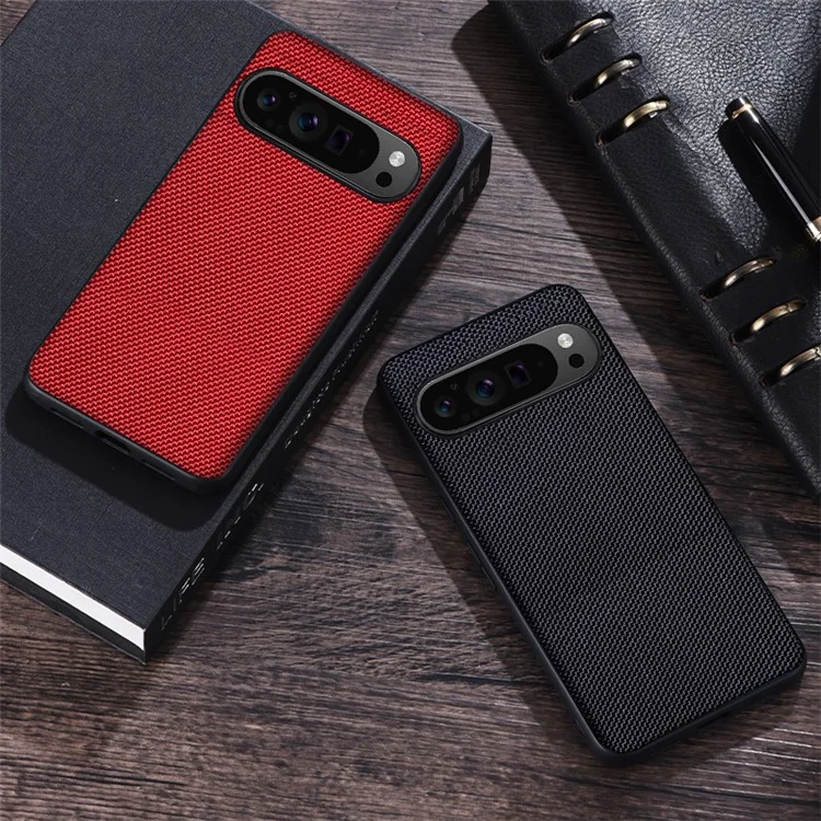 Para Google Pixel 9 Pro XL Case Nylon Coated TPU Dual Layer Armor Phone Cover - Black