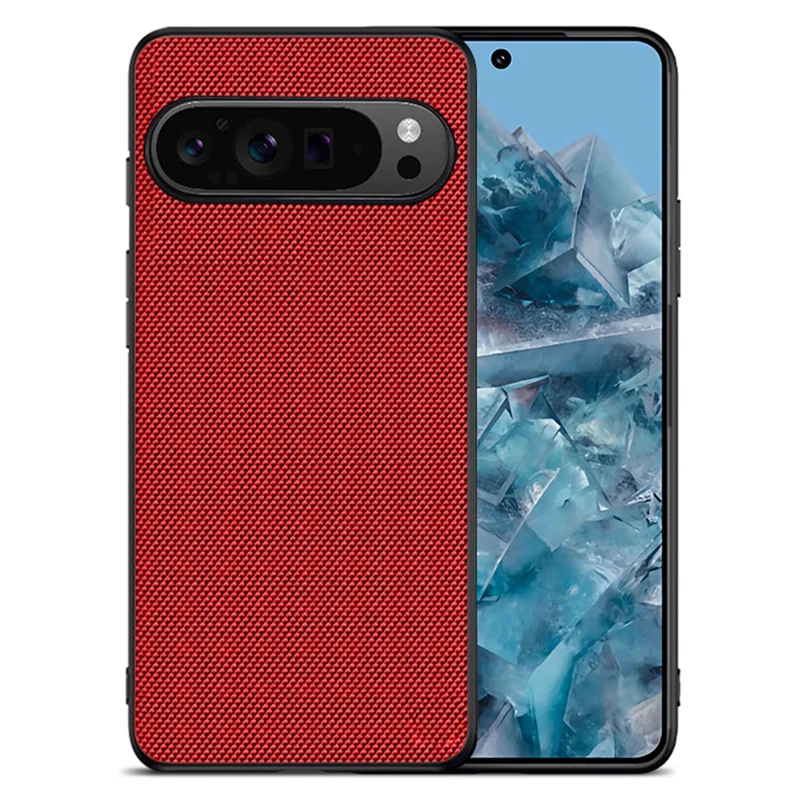 For Google Pixel 9 Pro XL Case Nylon Coated TPU Dual Layer Armor Phone Cover - Red