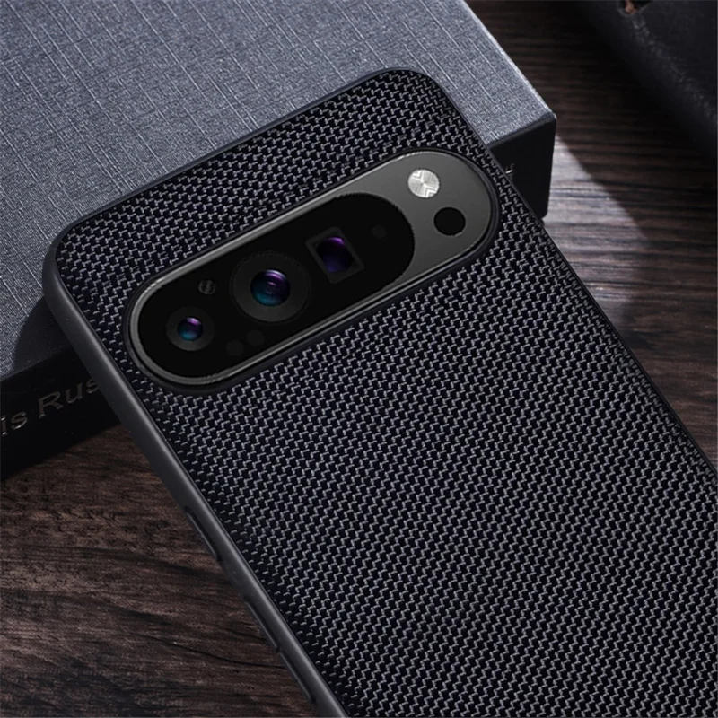 For Google Pixel 9 Pro XL Case Nylon Coated TPU Dual Layer Armor Phone Cover - Red