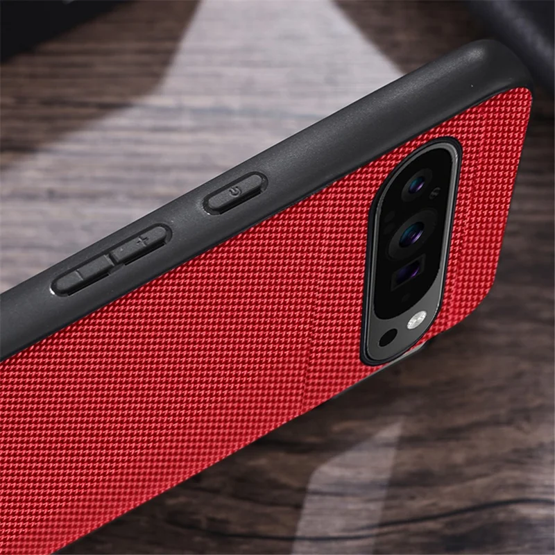 For Google Pixel 9 Pro XL Case Nylon Coated TPU Dual Layer Armor Phone Cover - Red