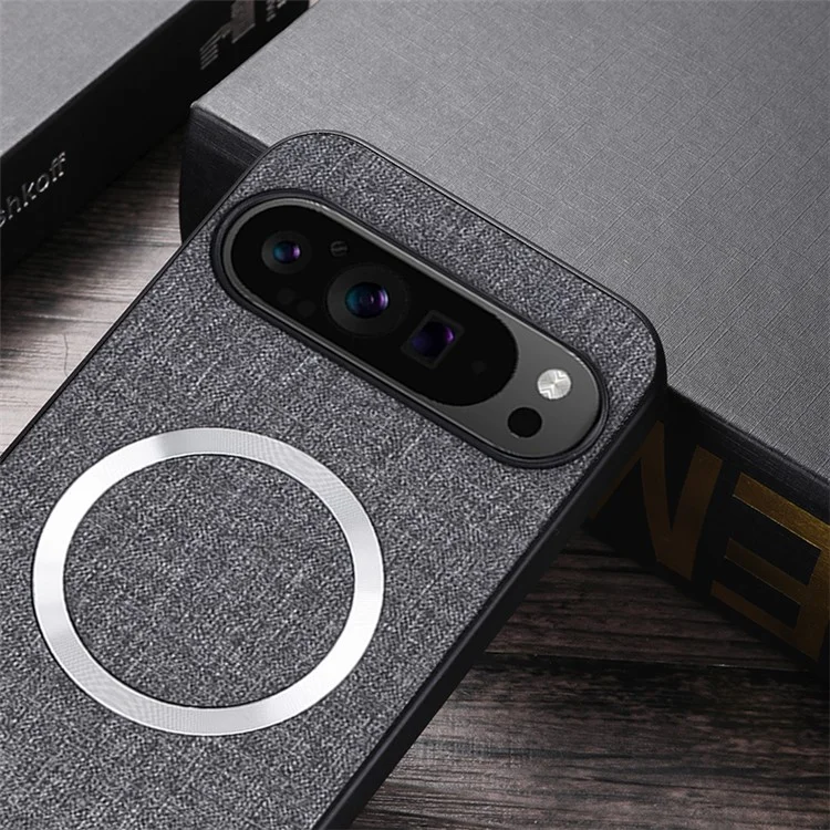 For Google Pixel 9 Pro XL Case TPU+Cloth Fall Protection Phone Cover Powerful Magnetic - Green