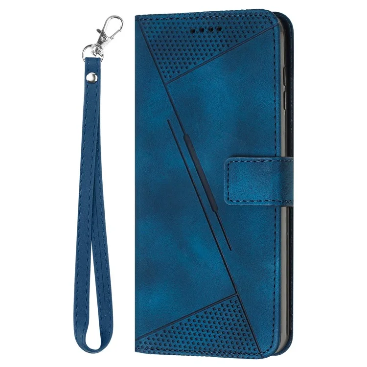 Pour Realme 12 Pro 5G / 12 Pro+ 5G Étui de téléphone Triangle Imprinted Leather Flip Cover avec support - Saphir