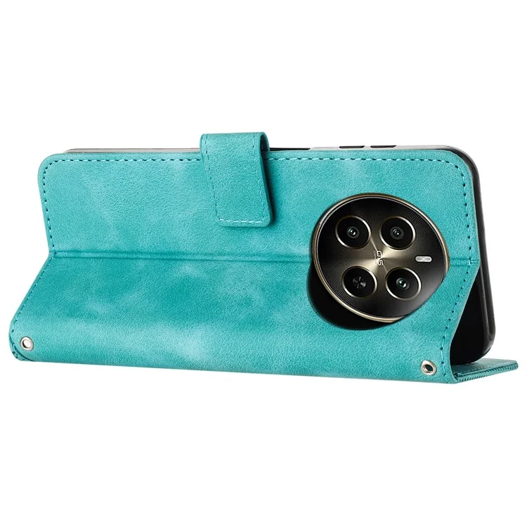 For Realme 12 Pro 5G / 12 Pro+ 5G Leather Case Triangle Imprinted Wallet Phone Cover - Green