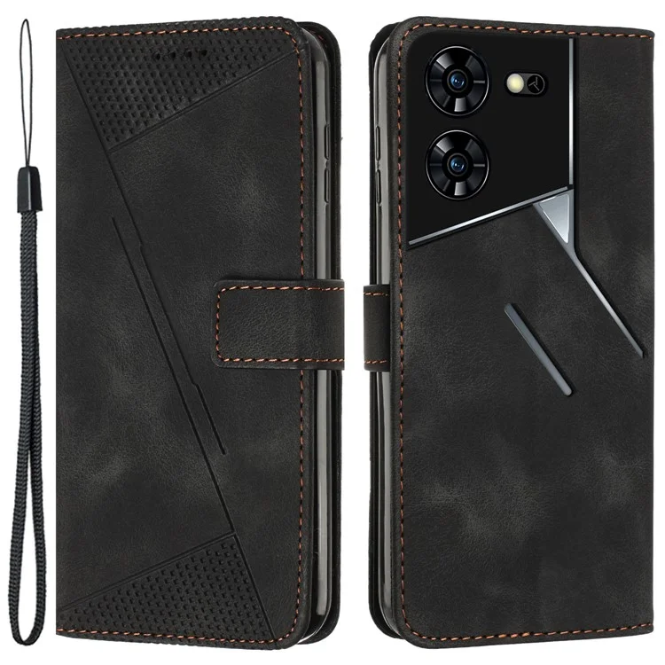 Für TECNO Pova 5 Pro 5G Wallet Phone Case Stand View Anti-Drop PU Leder Cover - Schwarz