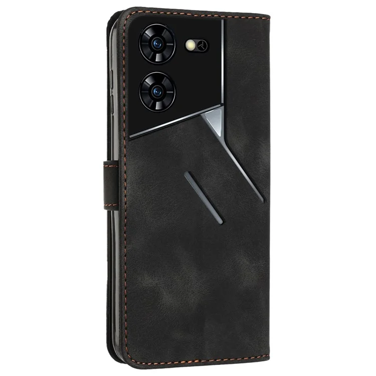 Für TECNO Pova 5 Pro 5G Wallet Phone Case Stand View Anti-Drop PU Leder Cover - Schwarz