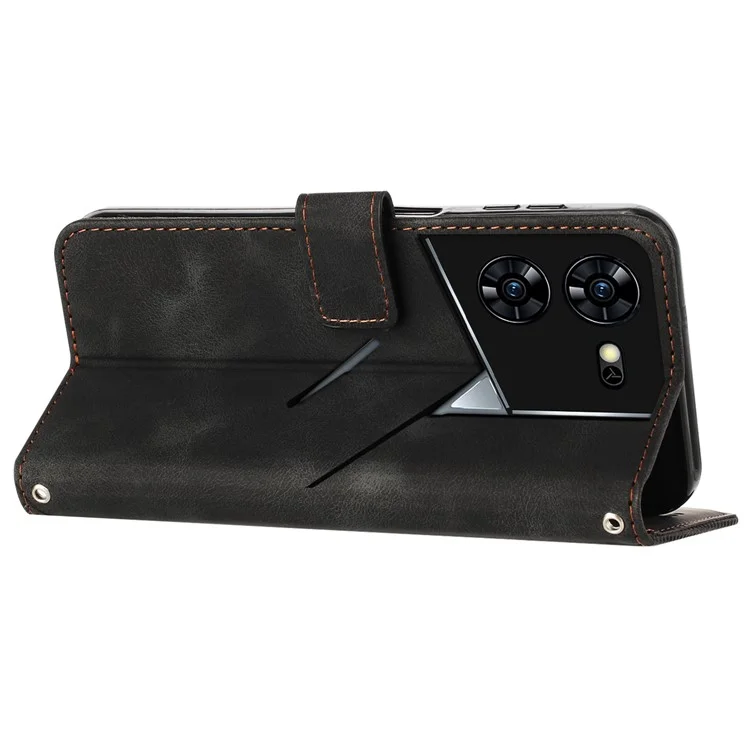 Für TECNO Pova 5 Pro 5G Wallet Phone Case Stand View Anti-Drop PU Leder Cover - Schwarz