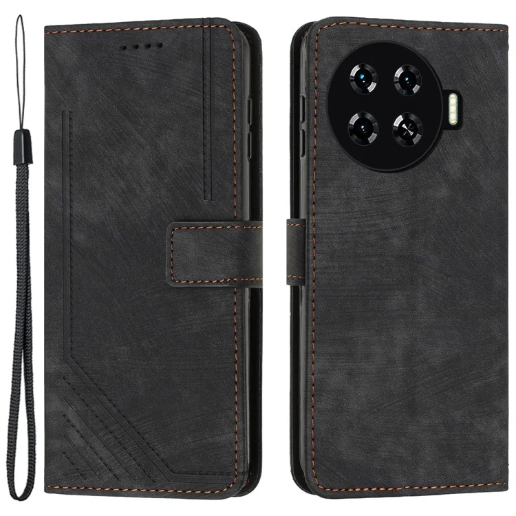 For TECNO Spark 20 Pro+ Case Touch Feeling Wallet Cell Phone Cover - Black