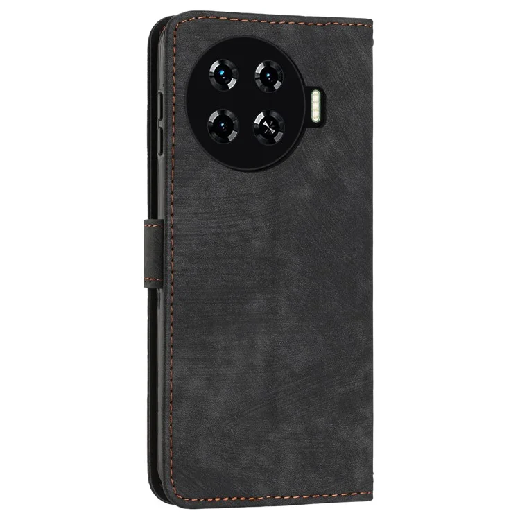 For TECNO Spark 20 Pro+ Case Touch Feeling Wallet Cell Phone Cover - Black