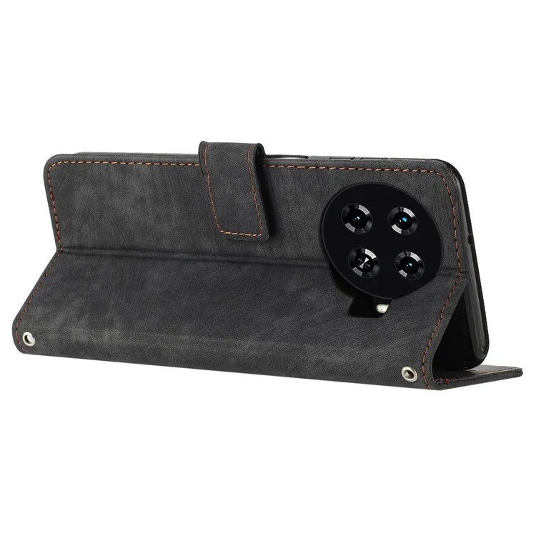 For TECNO Spark 20 Pro+ Case Touch Feeling Wallet Cell Phone Cover - Black