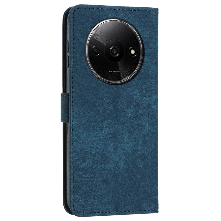 Per Xiaomi Redmi A3 / Poco C61 4G Custodia Linee Stampate Stand Custodia per Telefono con Chiusura Magnetica - Zaffiro