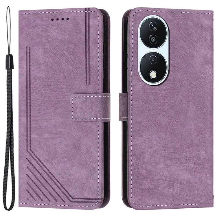 For Honor X7b 4G / 90 Smart / Play 50 Plus 5G / Play 8T 5G Custodia con righe impresse Slot per schede Custodia per telefono - Viola