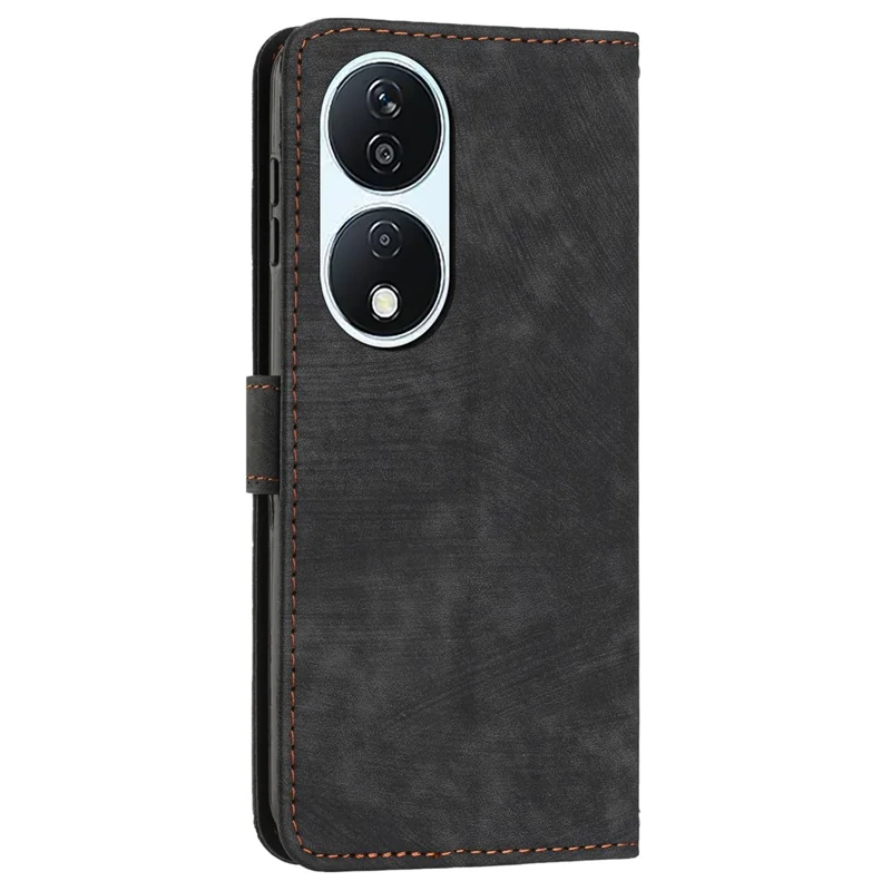 For Honor X7b 4G / 90 Smart / Play 50 Plus 5G / Play 8T 5G Case Lines Imprinted Card Slots Phone Cover - Black