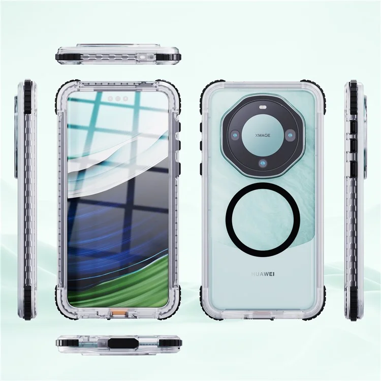 REDPEPPER CC-Serie für Huawei Mate 60 Pro Magnetische Durchsichtige Handyhülle IP68 Wasserdichter Fall - Schwarz