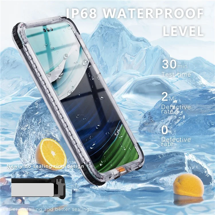 REDPEPPER CC-Serie für Huawei Mate 60 Pro Magnetische Durchsichtige Handyhülle IP68 Wasserdichter Fall - Schwarz