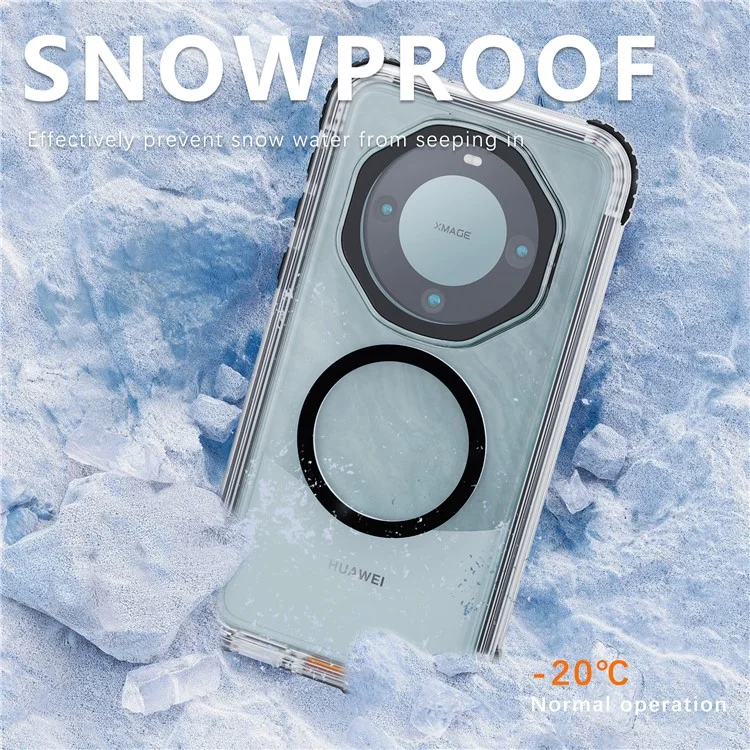 REDPEPPER CC-Serie für Huawei Mate 60 Pro Magnetische Durchsichtige Handyhülle IP68 Wasserdichter Fall - Schwarz