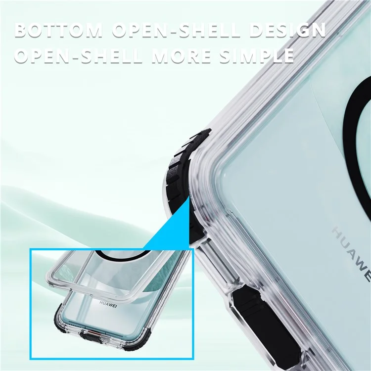 REDPEPPER CC-Serie für Huawei Mate 60 Pro Magnetische Durchsichtige Handyhülle IP68 Wasserdichter Fall - Schwarz
