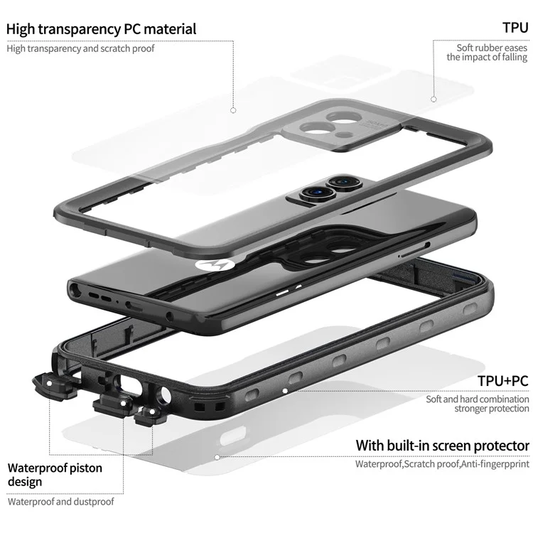 REDPEPPER Serie A per Motorola Moto G Stylus 5G (2023) Custodia per telefono impermeabile IP68 Copertura impermeabile per telefono