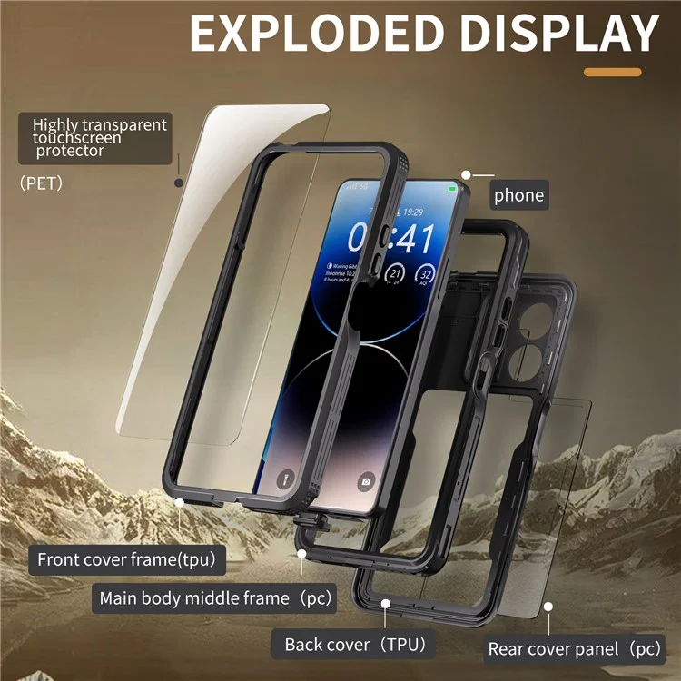 REDPEPPER A Series IP68 Waterproof Case for Xiaomi Redmi Note 13 Pro 5G Screen Protector Underwater Phone Shell