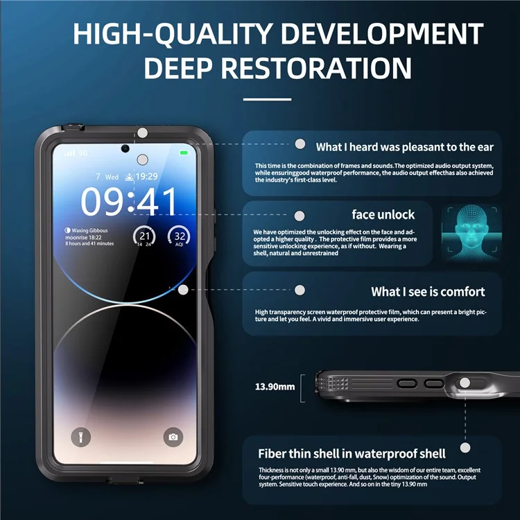 REDPEPPER A Series IP68 Waterproof Case for Xiaomi Redmi Note 13 Pro 5G Screen Protector Underwater Phone Shell