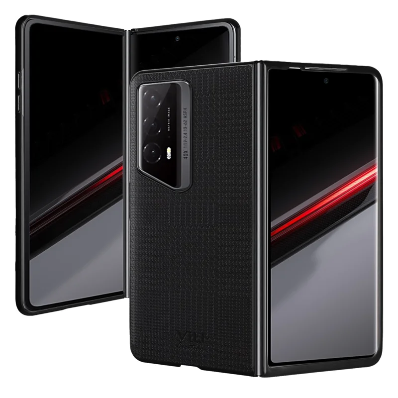 VILI TH Series for Honor Magic V2 RSR Porsche Design Cover PU Leather Coated PC+TPU Anti-fall Back Case - Black