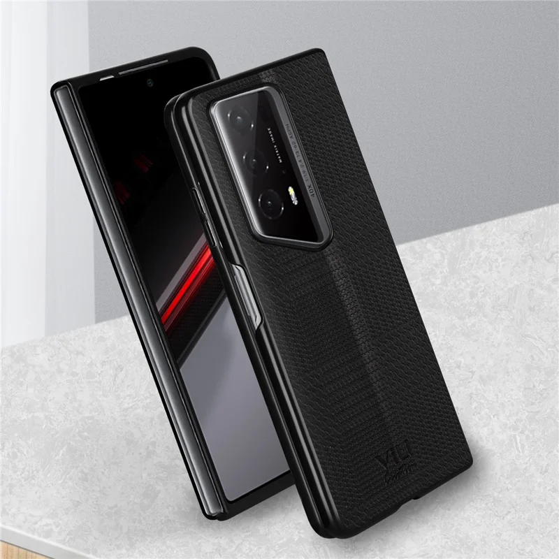 VILI TH Series for Honor Magic V2 RSR Porsche Design Cover PU Leather Coated PC+TPU Anti-fall Back Case - Black
