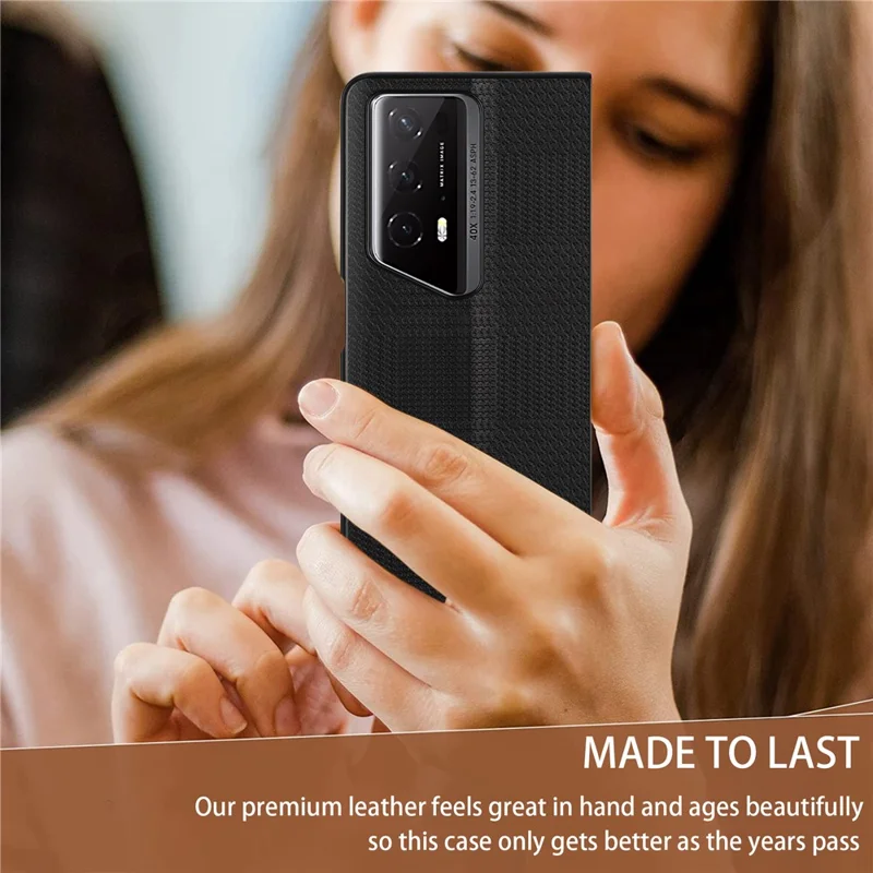 VILI TH Series for Honor Magic V2 RSR Porsche Design Cover PU Leather Coated PC+TPU Anti-fall Back Case - Black