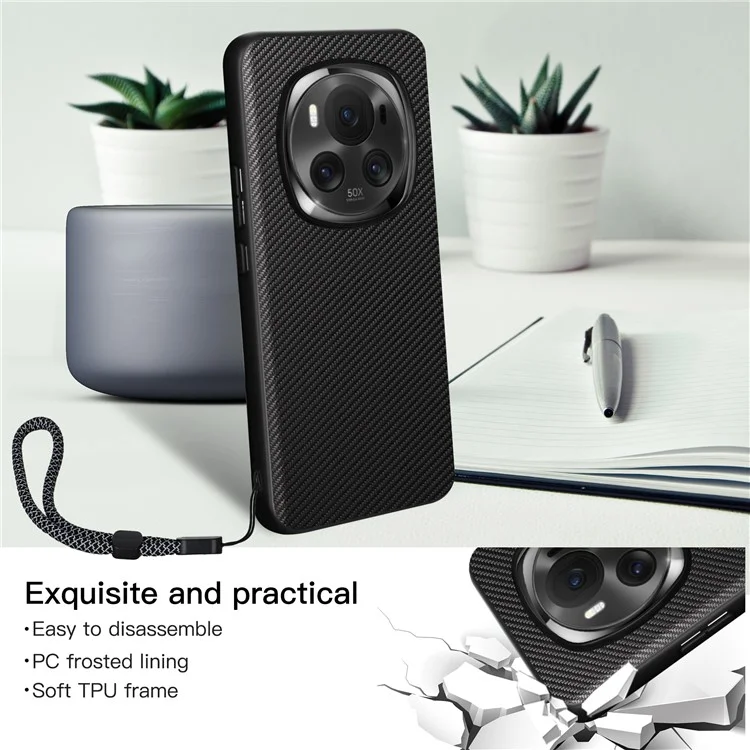 Étui VILI TC Series pour Honor Magic6 5G en cuir PU avec revêtement TPU et dragonne