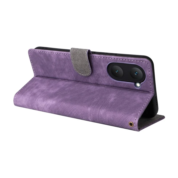 Per vivo Y28s 5G / T3 Lite 5G / Y03 / Y18 4G / Y18e 4G Custodia in pelle PU con supporto e blocco RFID Flip Phone Cover con tracolla - Viola