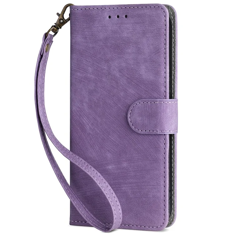 Per vivo Y28s 5G / T3 Lite 5G / Y03 / Y18 4G / Y18e 4G Custodia in pelle PU con supporto e blocco RFID Flip Phone Cover con tracolla - Viola