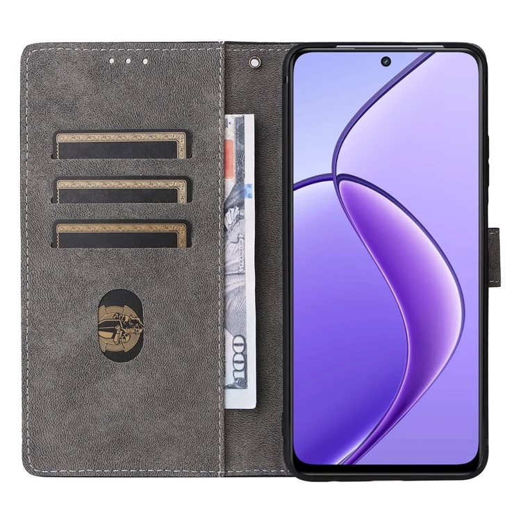 Pour Realme 12 5G / 12x 5G Étui avec sangle à main Blocage RFID Portefeuille Housse en cuir - Violet