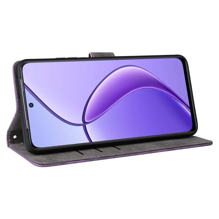 Pour Realme 12 5G / 12x 5G Étui avec sangle à main Blocage RFID Portefeuille Housse en cuir - Violet