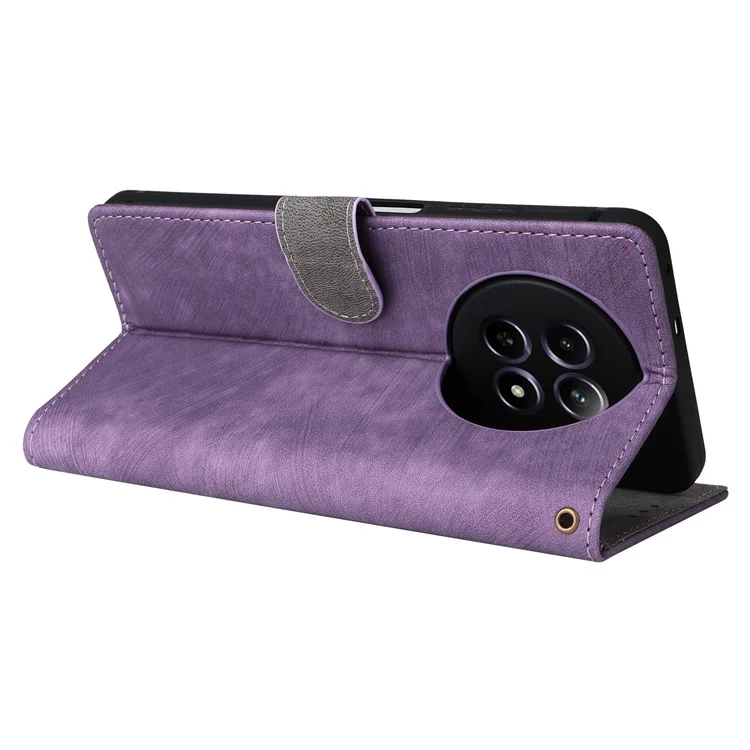 Pour Realme 12 5G / 12x 5G Étui avec sangle à main Blocage RFID Portefeuille Housse en cuir - Violet