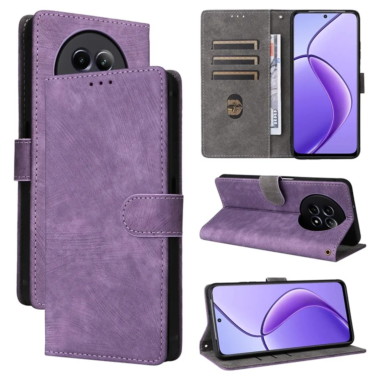 Pour Realme 12 5G / 12x 5G Étui avec sangle à main Blocage RFID Portefeuille Housse en cuir - Violet