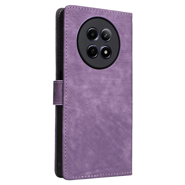 Pour Realme 12 5G / 12x 5G Étui avec sangle à main Blocage RFID Portefeuille Housse en cuir - Violet