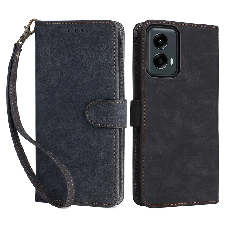 For Motorola Moto G 5G (2024) Case Full Protection RFID Blocking Leather Phone Cover - Black